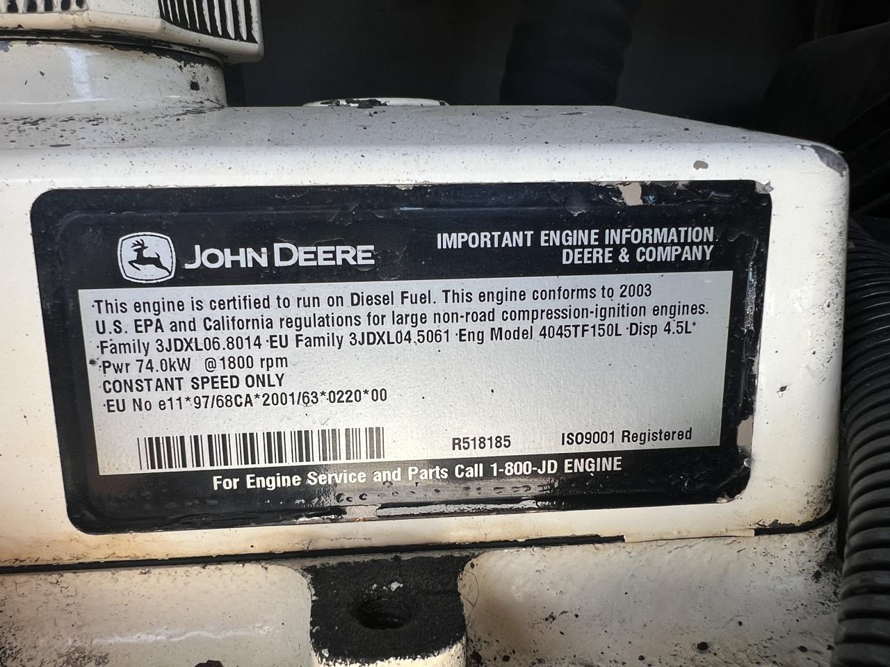 60 KW Marathon #361-PSL1602-1, diesel generator set, 277/480 Volts, 1/3-phase, John Deere 4045TF150 engine - Image 10