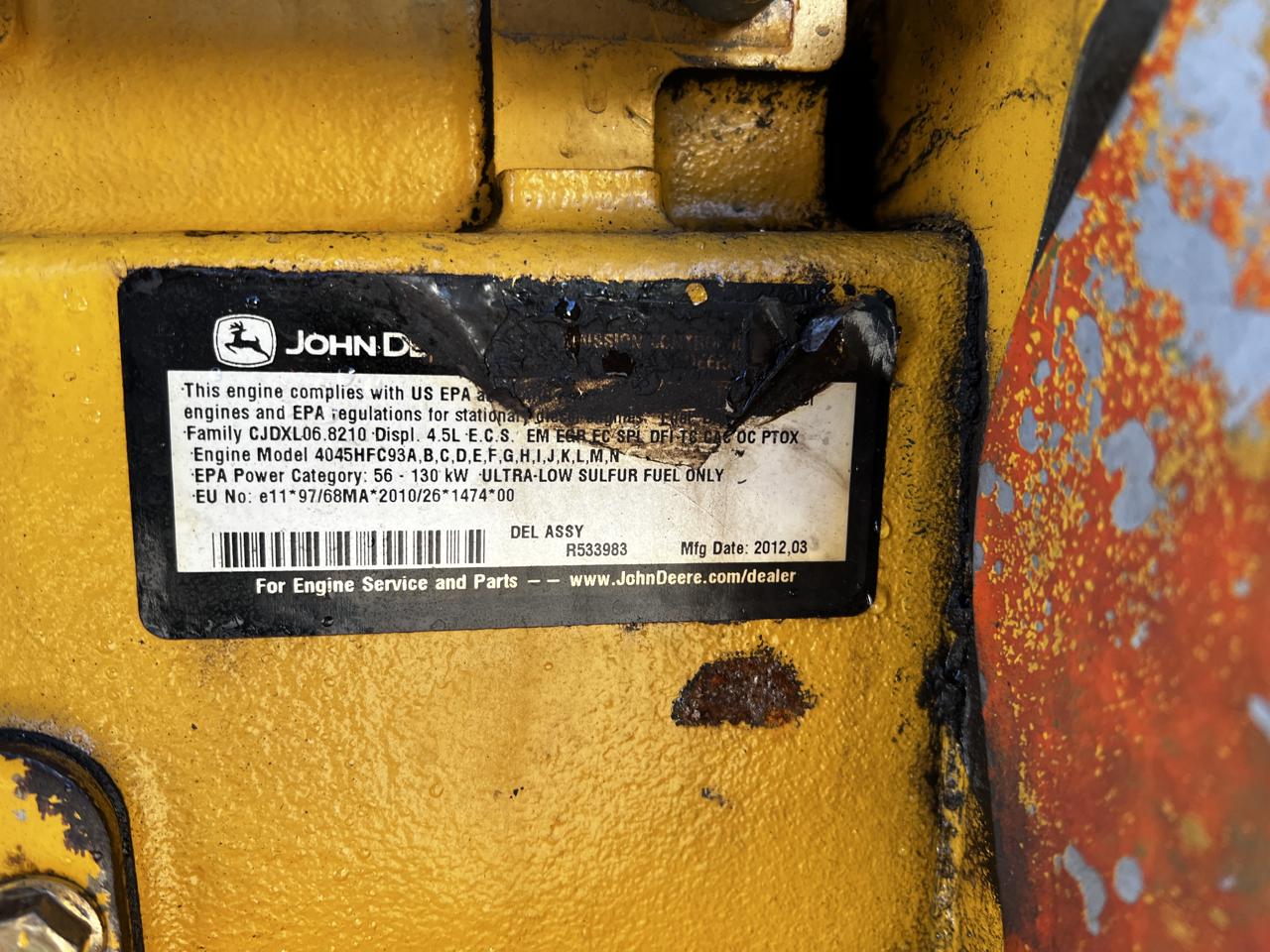 180 HP John Deere #4045HFC93, diesel power unit w/ radiator & controller, no EGR or DPF, 5650 hours, 2012 - Image 9
