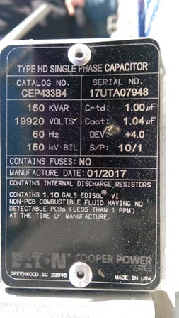 3600 KVAR Eaton Cooper, 19.9/34.5 KV, fused, open rack, 24-150 KVAR, CANS, unused, 2016 - Image 2