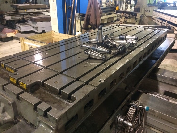 4" Giddings & Lewis #65D4-T, 36" x 96" T-slotted table, #50 taper, power draw bar, 1963 - Image 3