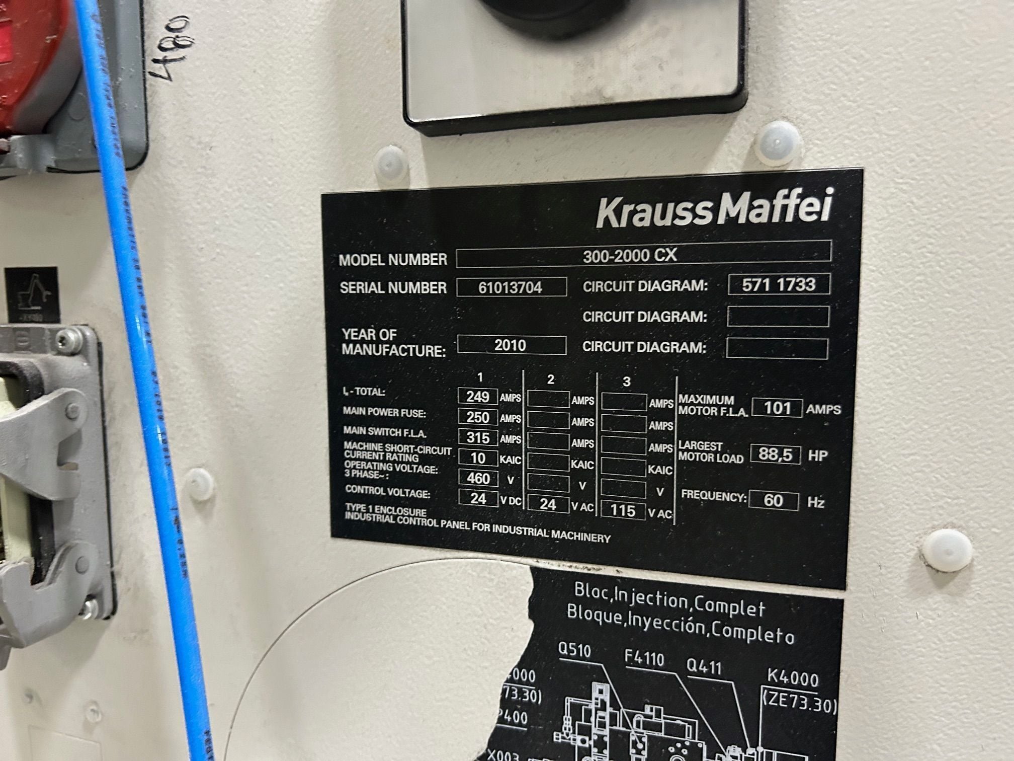 Krauss Maffei #CX-300-2000, injection molding machine, 2010 - Image 2