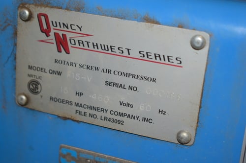 57 cfm, 100 psig, Quincy Northwestern #F15-V, Rotary Screw Air Compressor, 15 HP, 460 V., electrical panel - Image 9