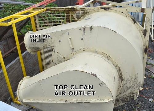 54" Dust Cyclone, 13' long, 13" inlet, 14" top outlet, 12" bottom discharge, ladder & platform, 4' stand - Image 6
