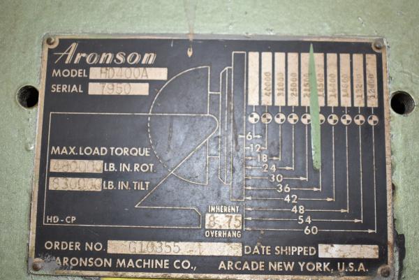 40000 lb. Aronson #HD400A, welding positioner, variable speed rotation, powered gear tilt, hand pendant - Image 6