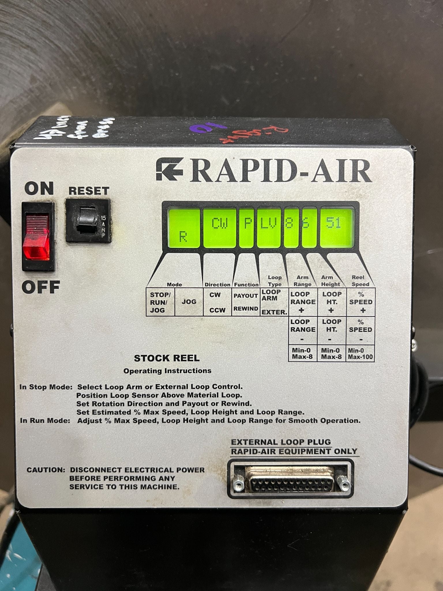 500 lb. Rapid-Air #R56A, motorized uncoiler, 6" width, 36" outside dimensions, 9"-20" ID, 33 RPM, loop arm - Image 3