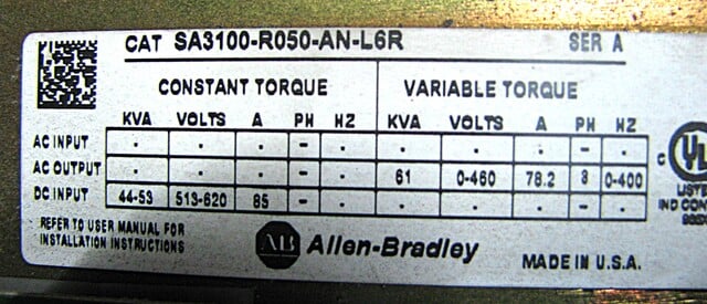 50 HP Allen-Bradley, SA3100-R050-AN-L6R, Inverter Module, (2 available) - Image 2