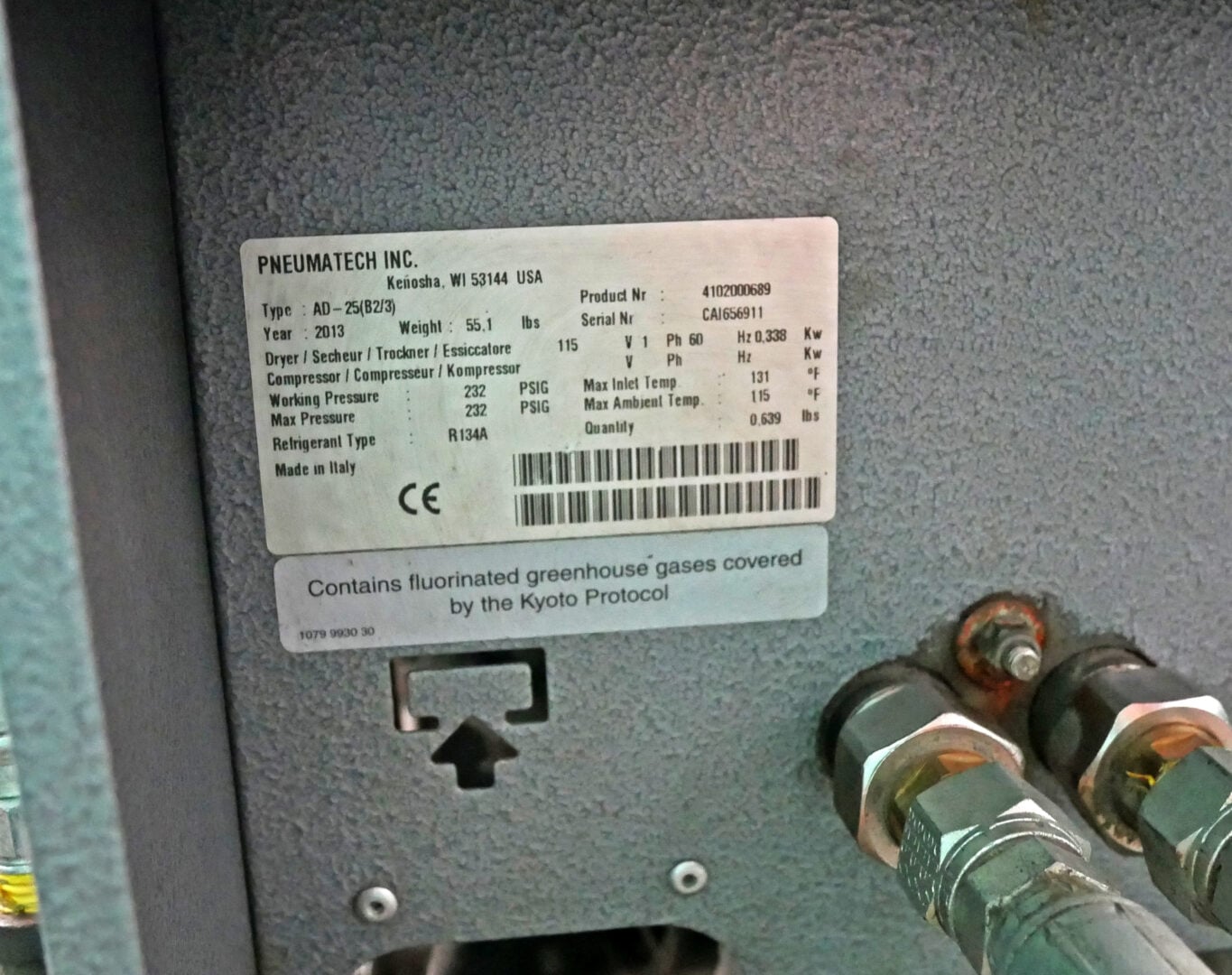 5 HP FS Curtis #FCT05C55V8S, Vertical Two-Stage Air Compressor, 80 Gallon, 17.8 CFM, 175 PSI, w/ Magnetics - Image 8