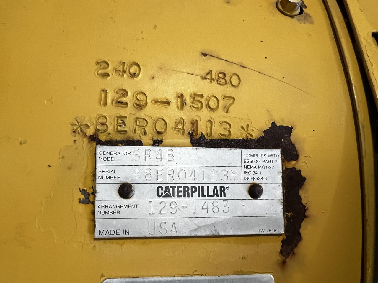 350 KW Caterpillar #SR4B, generator end, take off C15 engine, 480 Volts, 3 Phase, 12/4 wire, 14" flywheel - Image 7
