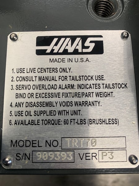 2.76" Haas #TRT70, dual-axis trunnion rotary table, P3 Sigma-5 servo motors - Image 5