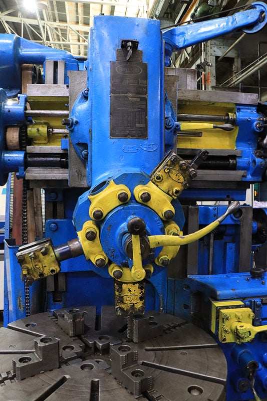 42" Bullard, vertical boring mill, 44" swing, 42" table, spiral drive, turret, side head, 4-jaw - Image 4