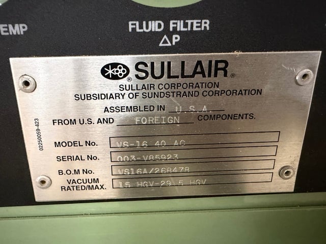 Sullair #VS16, Vacuum Pump, 40 HP, 10,000 hours - Image 5