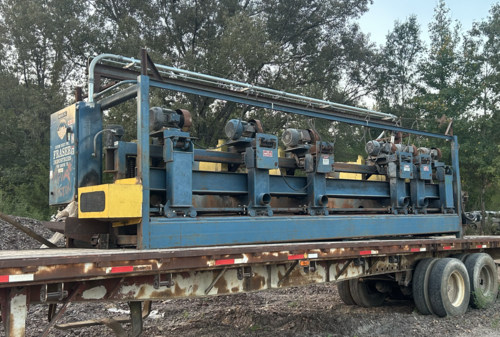Brewer, 6-Head Trim Saw, infeed deck, unscrambler - Image 1