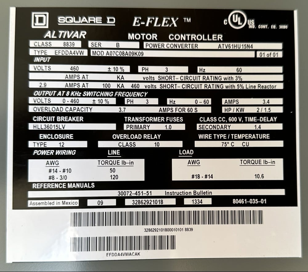 Square D, Altivar, E-Flex Motor Controller, 3-Phase, 60 Hz, 1.5 kW Motor Rating, 8 kHZ Switching Frequency - Image 4