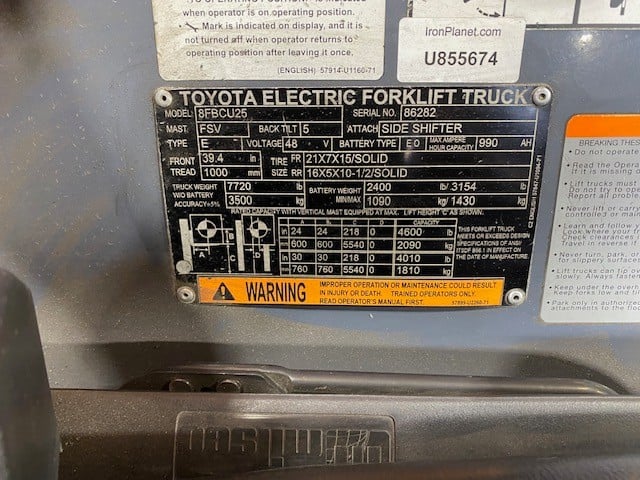 5000 lb. Toyota #8FBCU25, Elecrical Forklift, 500 hours, 2023 - Image 4