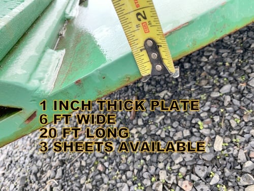 1" Steel Plate, 6' width x 20' L, 4,900 lb. per sheet, 6" x 6" x 1" attached angle iron, (3 available) - Image 10