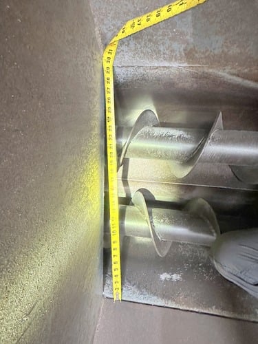 Surge Hopper Bin, 108" width x 216" H x 108" D bin, twin screw auger metering discharge, 9" auger diameter - Image 6