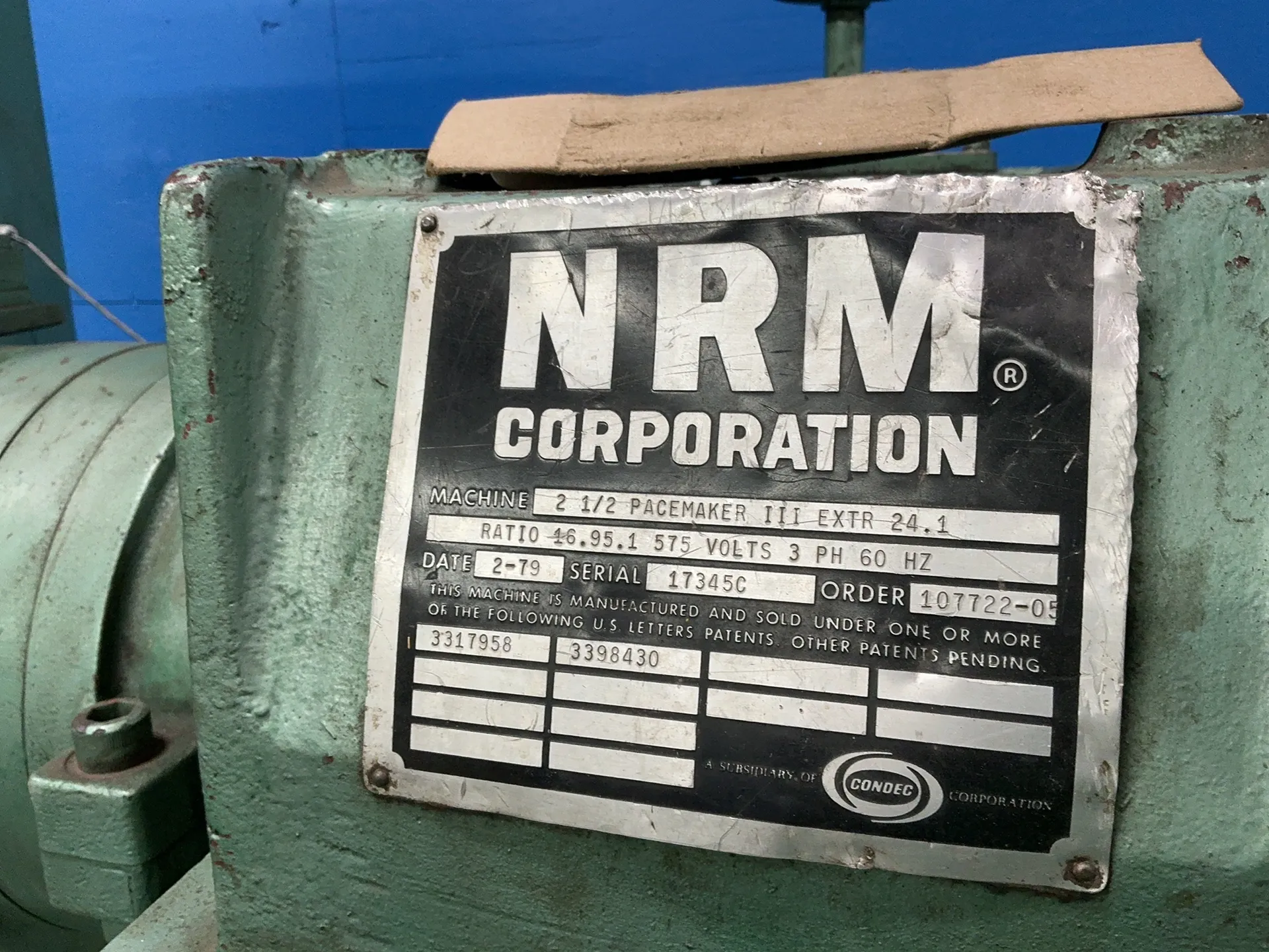 2-1/2" NRM #2-1/2-Pacemaker-3-Extra-24.1, extruder, 40 HP, 20 KVA transformer, 3 Ph., 575 V., 1979 - Image 2