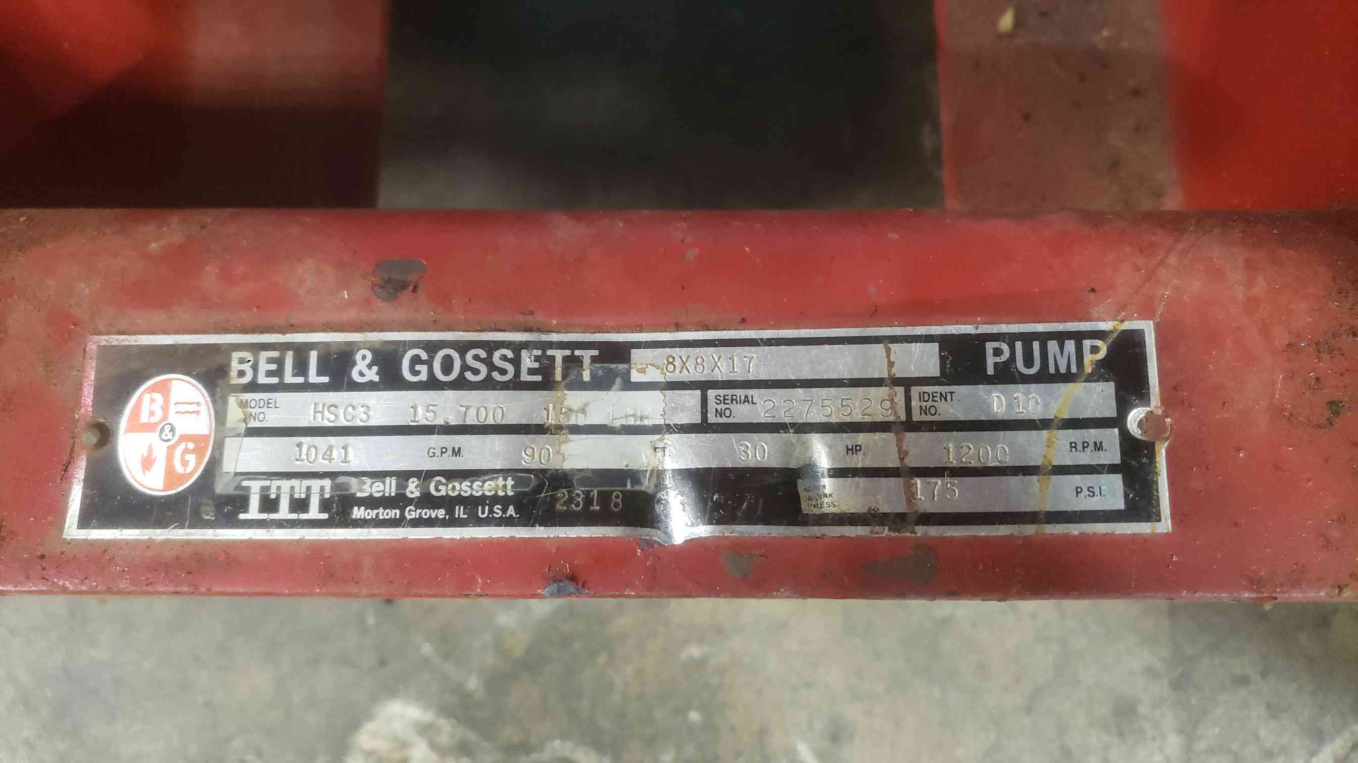 Bell & Gossett #HSC3, split case centrifugal pump, 8 x 8 x 17, US Motors 30 HP motor, 208-460 V. - Image 2