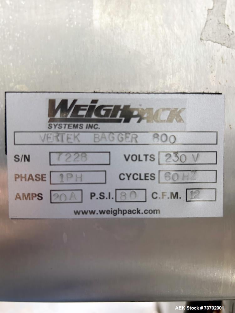 WeighPack #VerTek-800, Vertical Bagger, 60 bags/min., 8" x 17.25" bag size, Omron Sysmac CP1H PLC, 10" Paxiom - Image 7