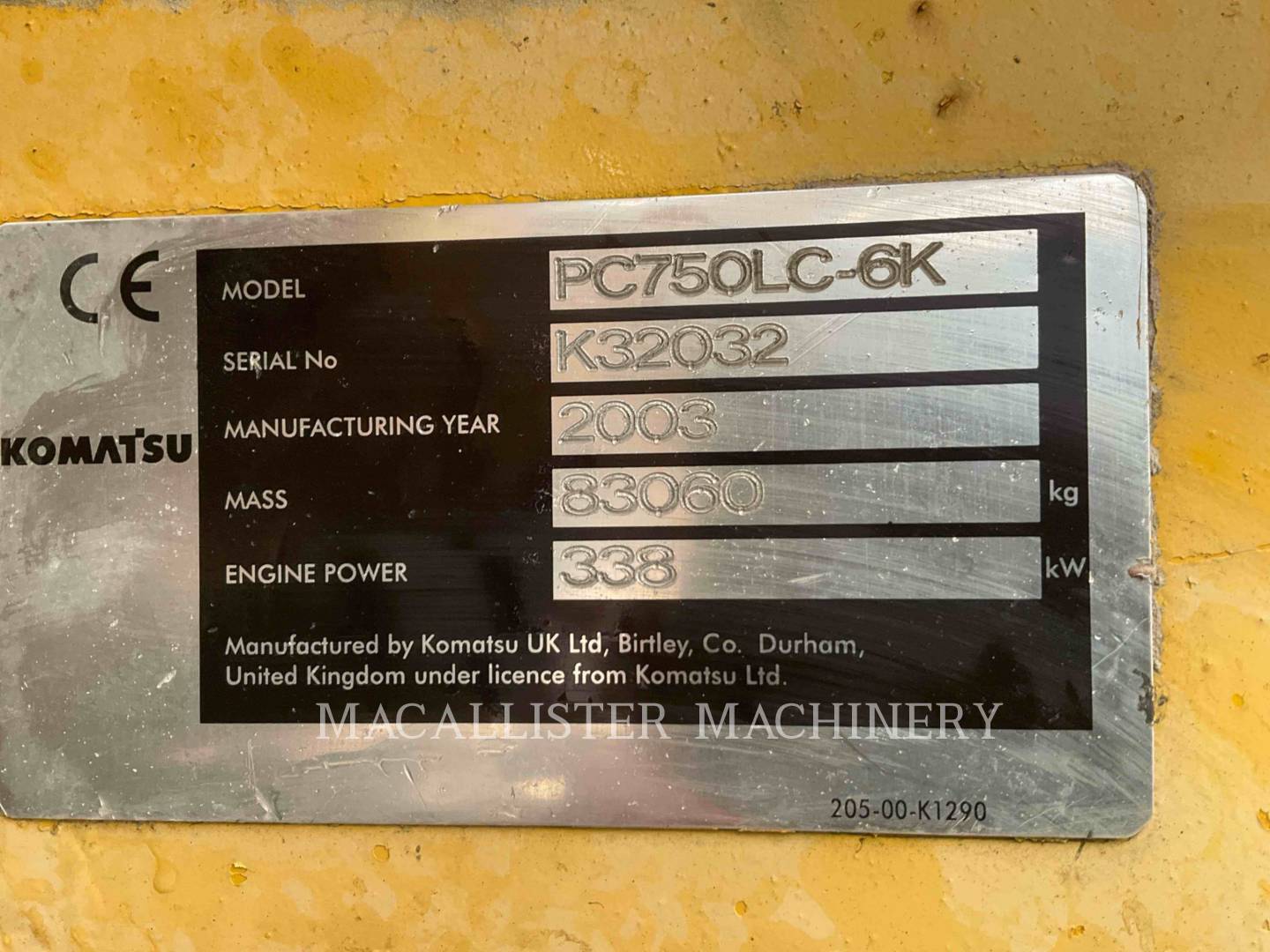 Komatsu Ltd. PC750, Excavator, 15123 hours, S/N: K32032, 2003 - Image 6