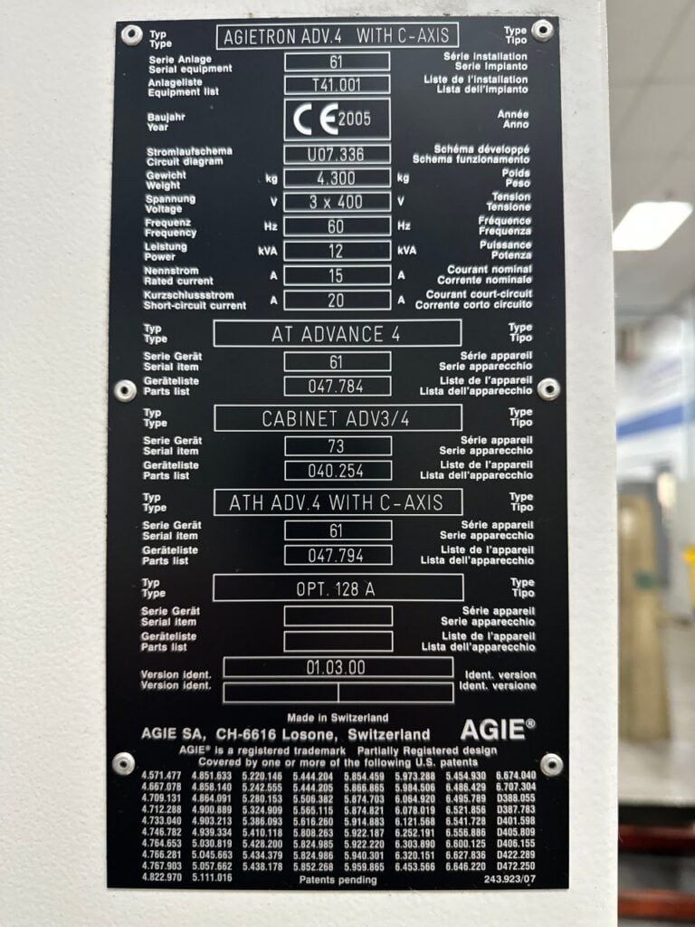 Agie #Advance-4 with C-Axis sinker type Electrical Discharge Machine, 34.3" x 21.6" table, pendant Control - Image 6
