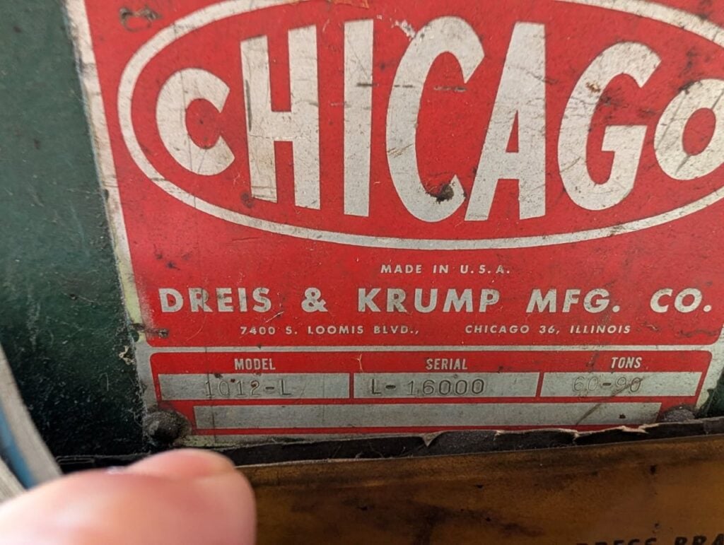 60/90 Ton, Chicago, Dreis & Krump #1012-L, press brake, 12' overall - Image 3
