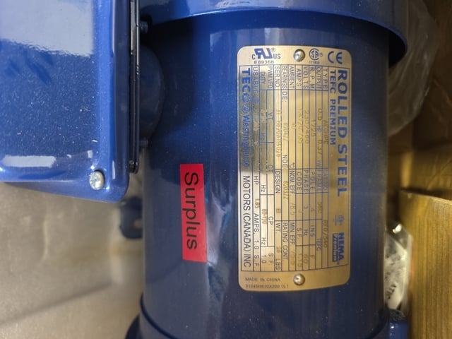 0.5 HP 1725 RPM Teco Westinghouse #AEGHPE, squirrel cage motor, 230/460-600 Volts, new - Image 3