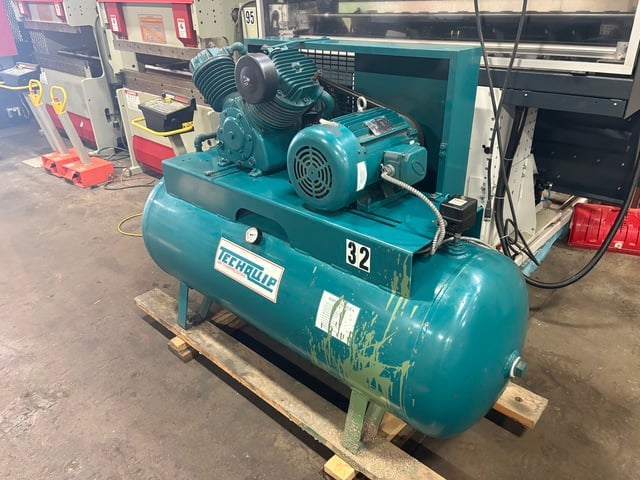 10 HP Techquip #MPC-32, Air Compressor, horizontal receiver tank, 1750 RPM, 200 psi @ 450°F MAWP, 575 Volt - Image 2