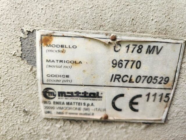 212 cfm, Mattei #C178MV, rotary vane air compressor, 50 HP, direct drive, open frame, 1367 hours, 2004 - Image 4