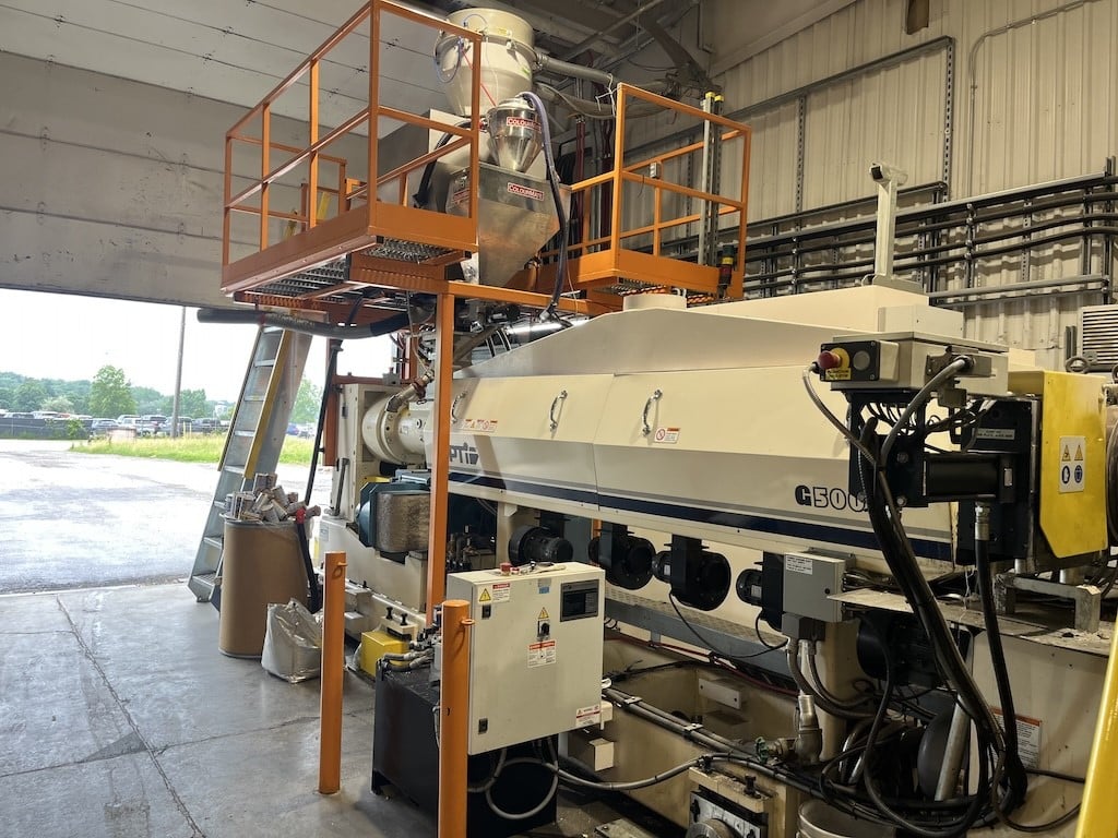 5" PTI #G5000, sheet extrusion line, 32:1 L/D, 300 HP, 42" wide die, GCVD481830 3-roll stack, 2,000 PPH, 575 - Image 7