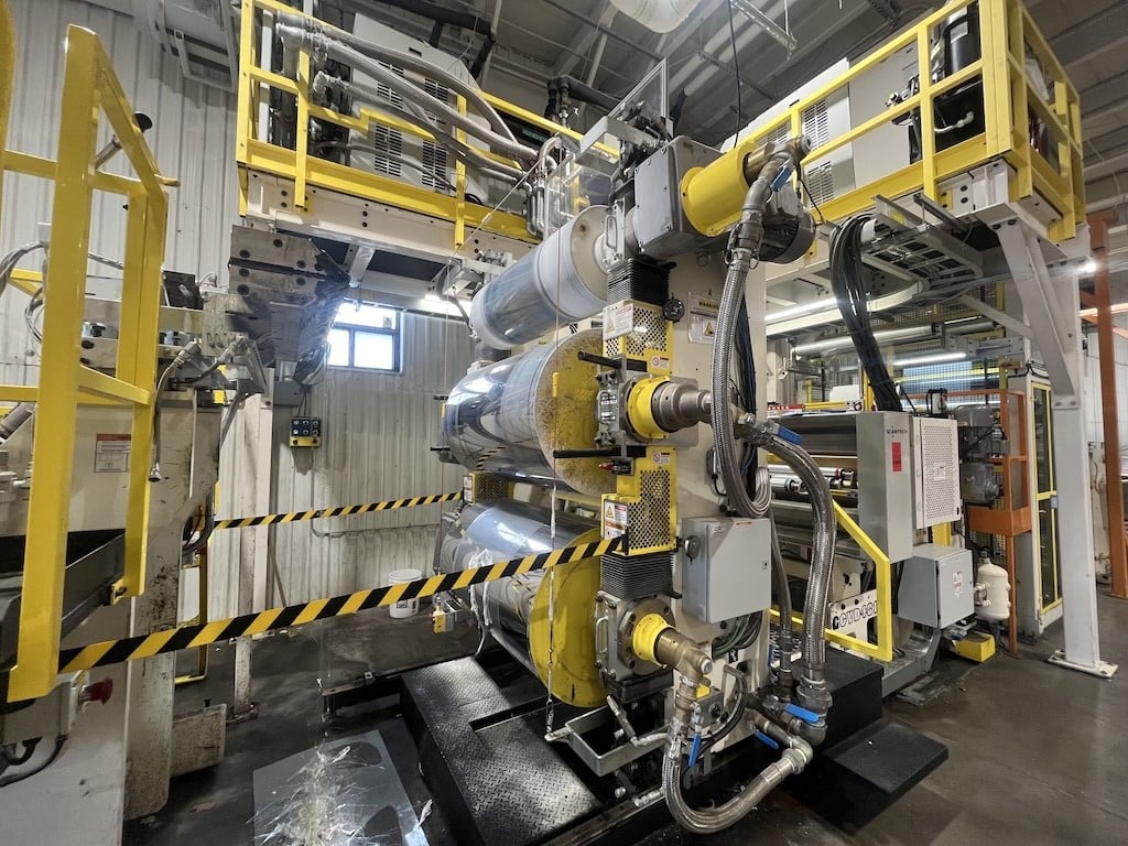 5" PTI #G5000, sheet extrusion line, 32:1 L/D, 300 HP, 42" wide die, GCVD481830 3-roll stack, 2,000 PPH, 575 - Image 8