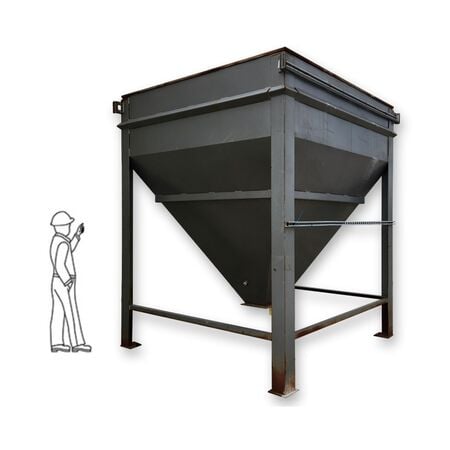 275 cu.ft. mild steel dry solids storage bin hopper, 95" square, 10' overall height, 18" flanged discharge - Image 1