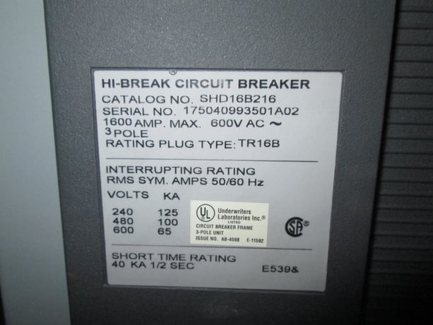 1600 Amps, General Electric, SHD16B216, 3P, 600V., MVT PM B216LSI trip, shunt, bell alarm, electrically - Image 3