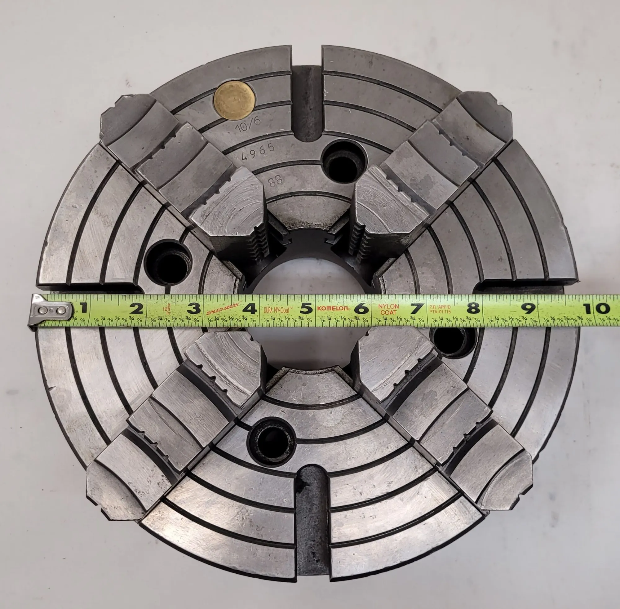 10" Bison #4965, 4-jaw lathe chuck, w/key - Image 5