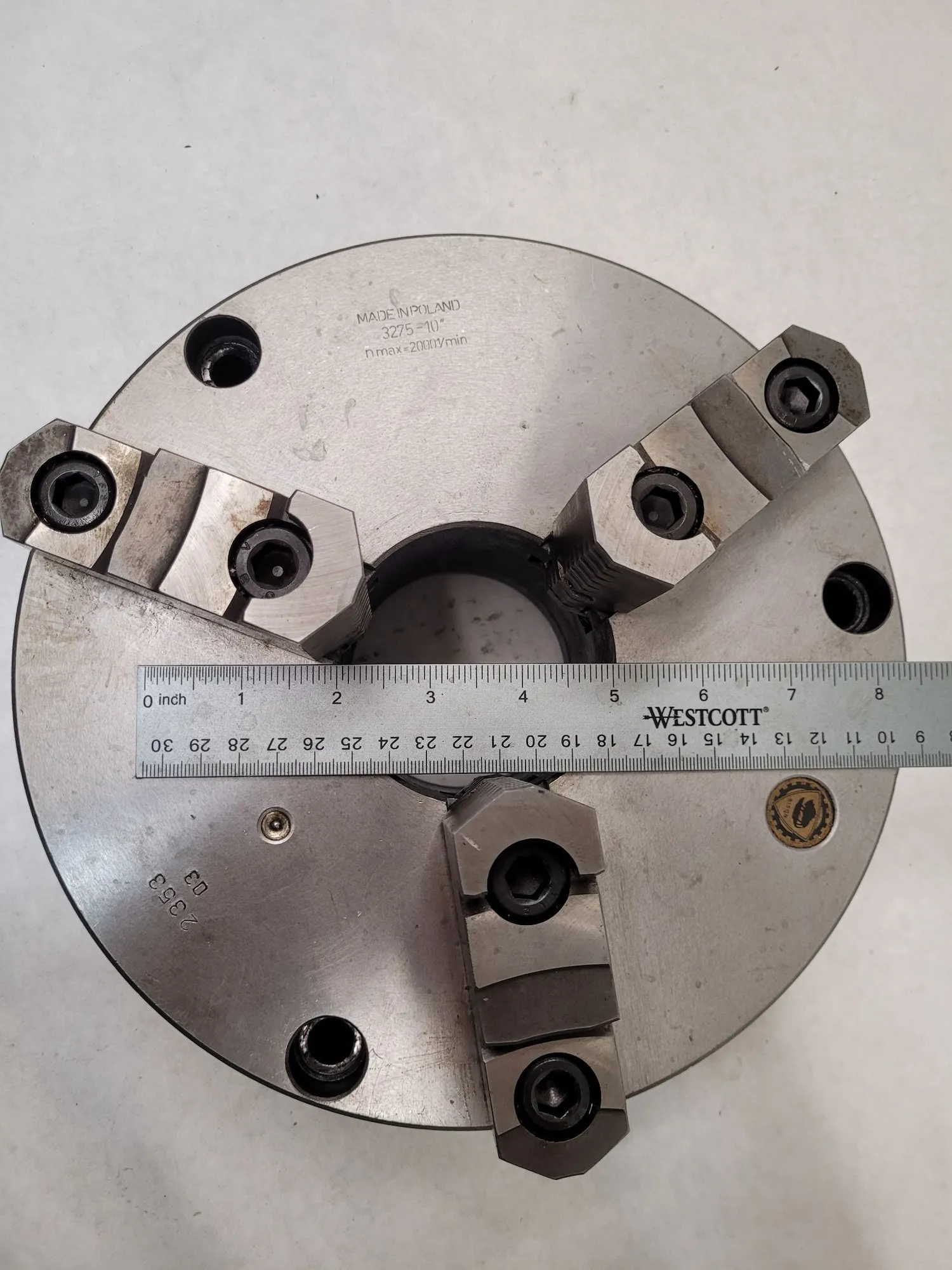 10" Bison #2353, 3-jaw lathe chuck, plain back - Image 5