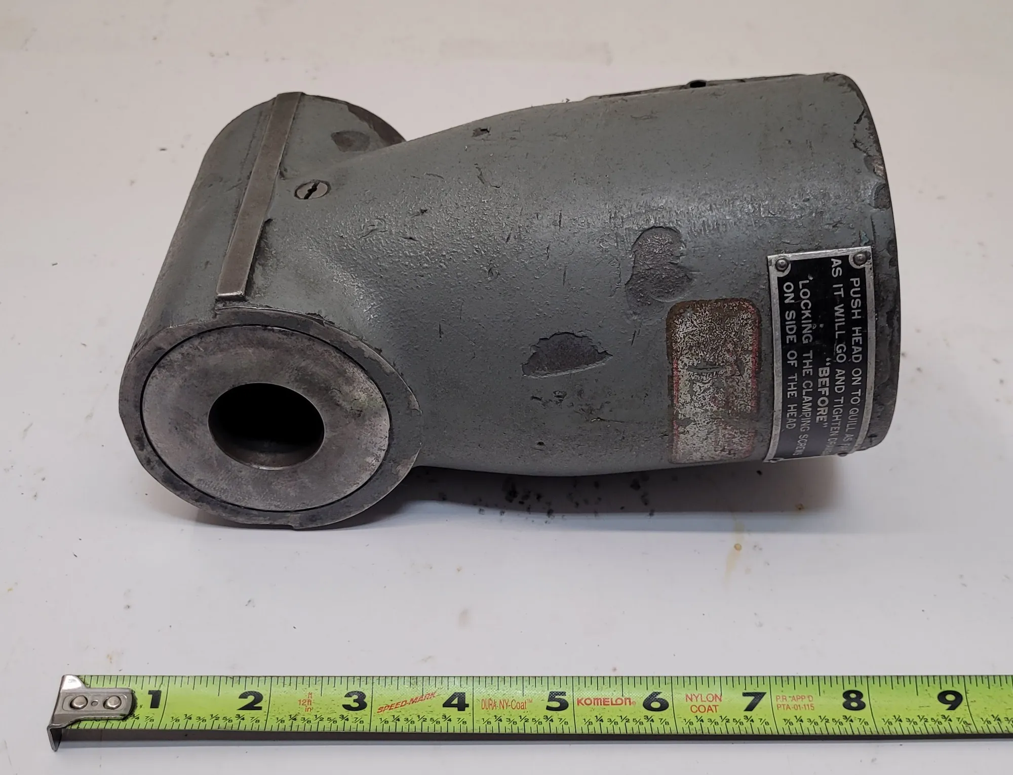 Bridgeport, right angle head, 3.39" bottom hole, 5" width x 8.25" H - Image 1