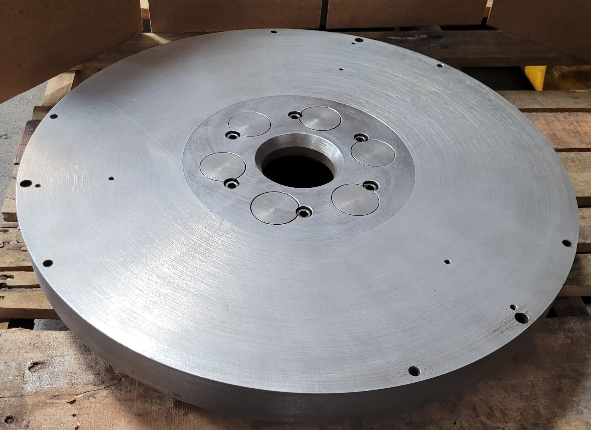 18-1/4" lathe plate, D1-6 mount, 3" thru hole, 6 pins, 4-1/8" hub ID - Image 2