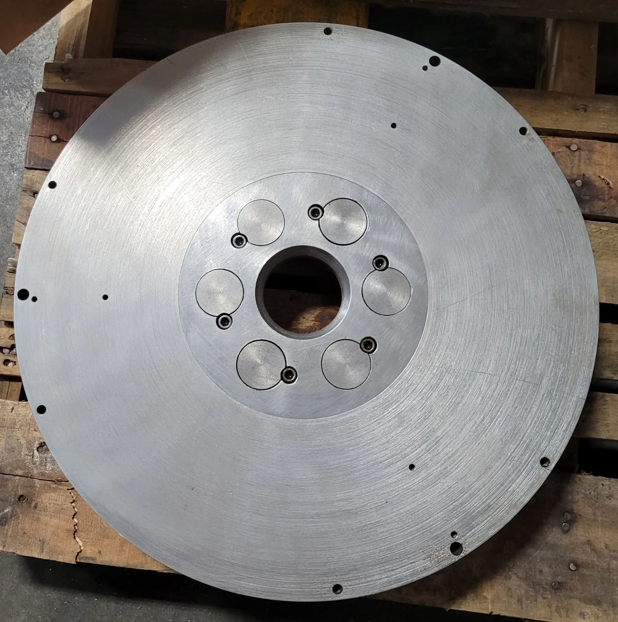 18-1/4" lathe plate, D1-6 mount, 3" thru hole, 6 pins, 4-1/8" hub ID - Image 8