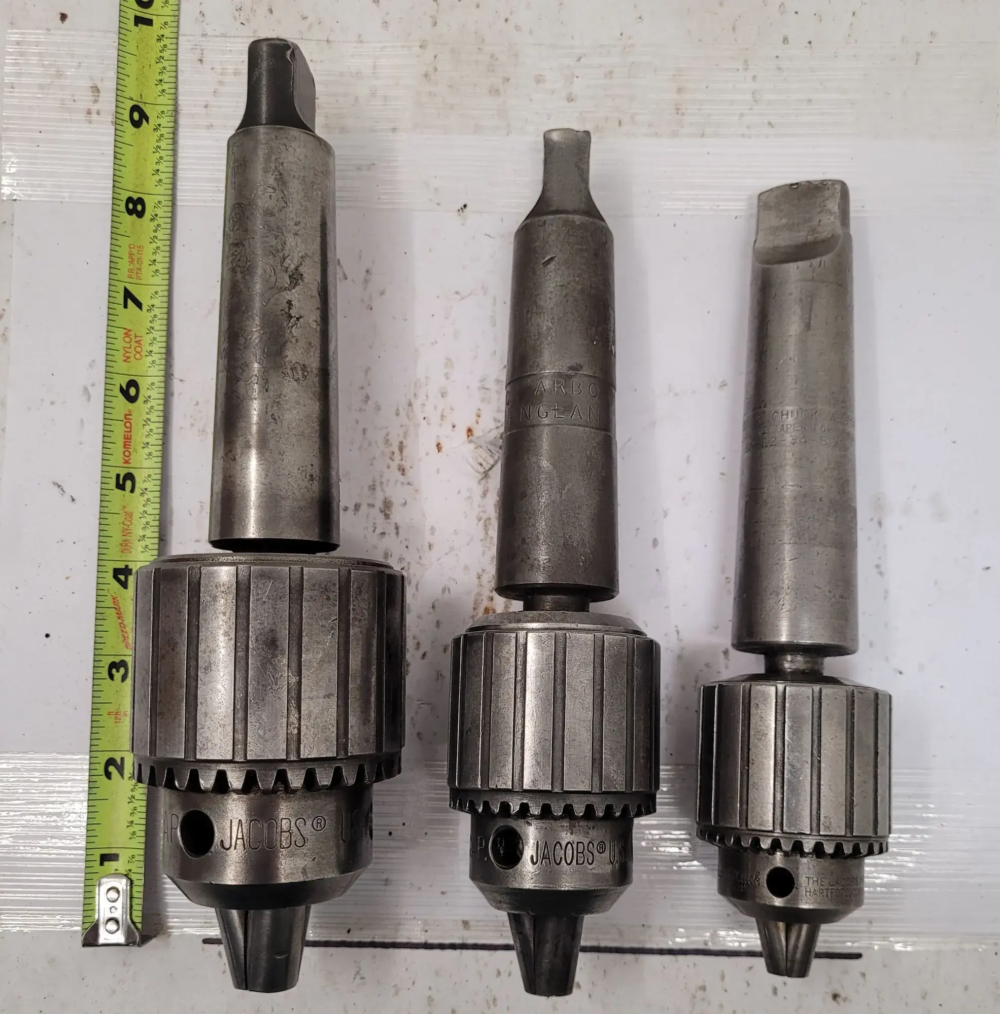 Jacobs, drill chucks, LOT of 3, #34-06 (0-1/2" ), #11 super (0-3/8" ), #36 (5-20 mm), w/MT shanks - Image 2