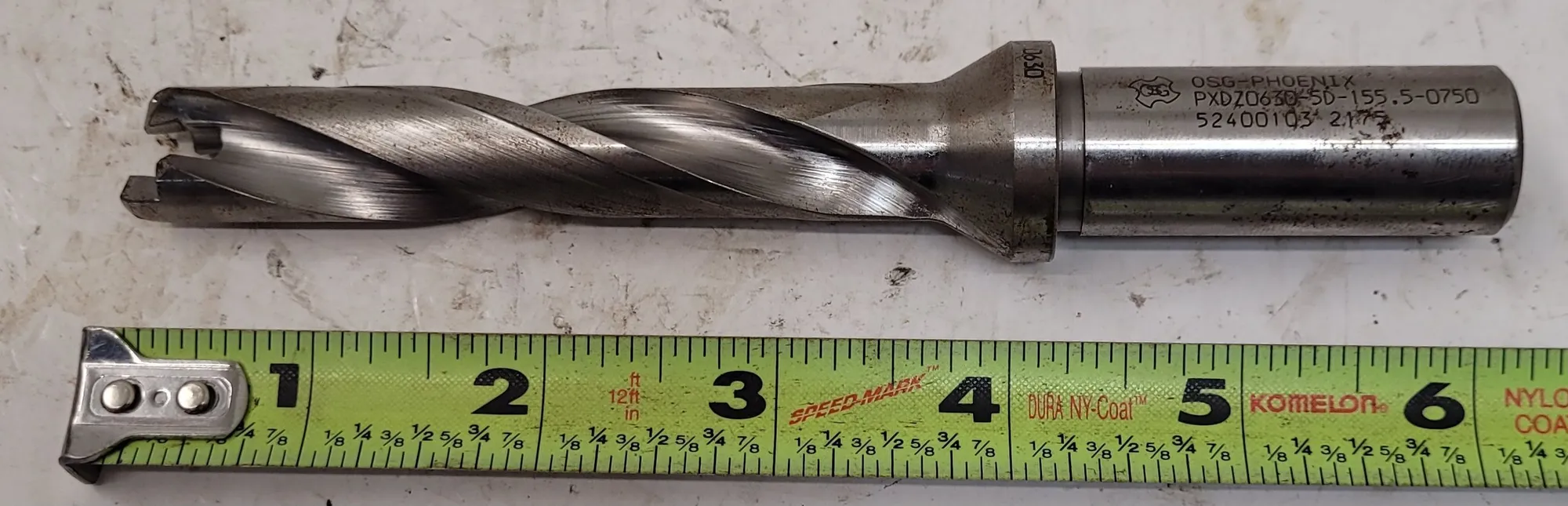 OSG #PXDZ0630-5D-155.5-0750, Phoenix PXDZ indexable drill, .63" - .668" diameter, 5:1 L/D ratio, coolant thru - Image 4