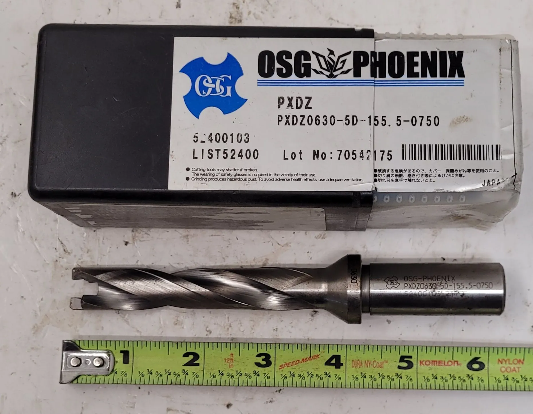 OSG #PXDZ0630-5D-155.5-0750, Phoenix PXDZ indexable drill, .63" - .668" diameter, 5:1 L/D ratio, coolant thru - Image 8