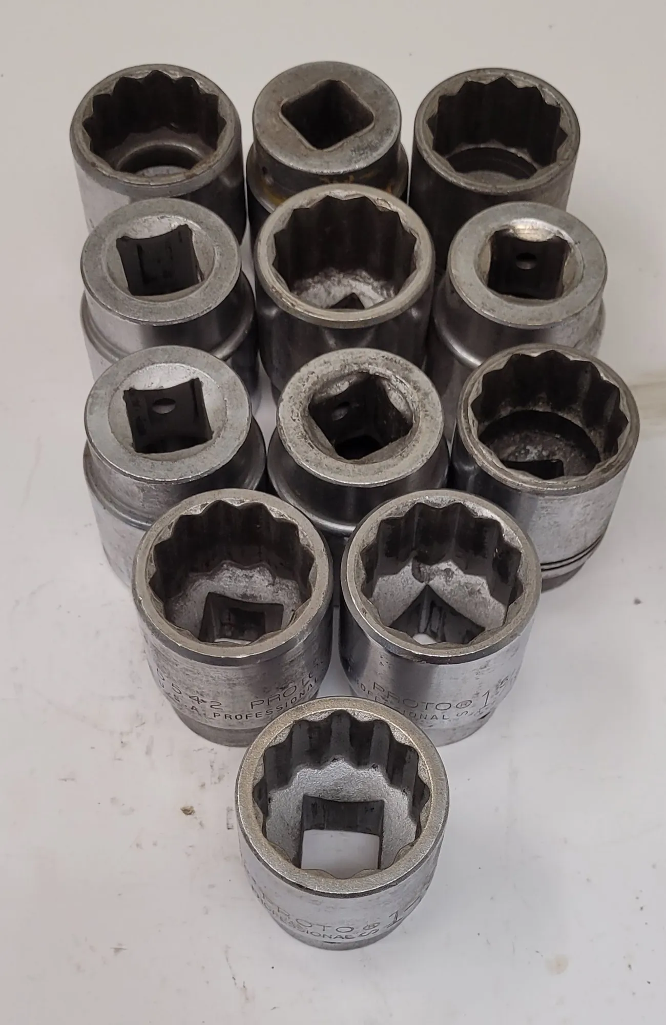 Proto, socket set, LOT of 14, 12 point, 1-5/16", 1-3/16", 1-1/8" sockets, mixed brands - Image 9