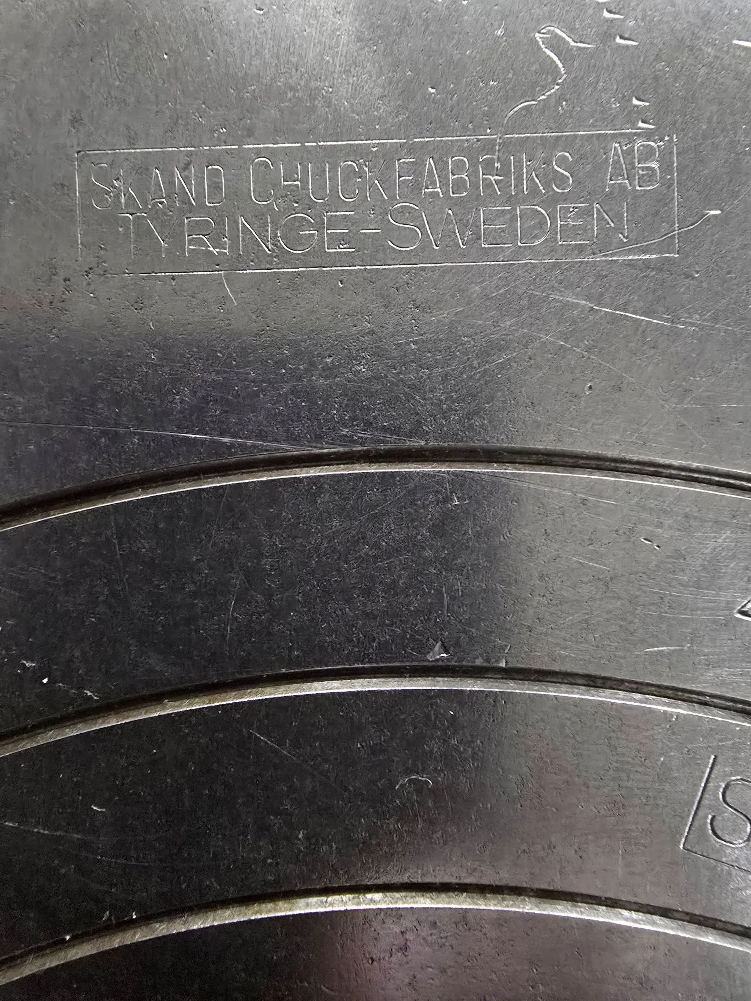12" Skand Sweden, 3-jaw lathe chuck, 4" hole, D1-6 mount, 2-piece adjustable jaws - Image 6