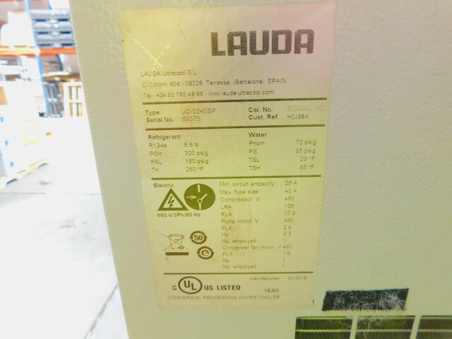 6.8 Ton, Lauda #UC-0240SP, air cooled recirculating chiller, 24 KW, 480 V., 3 Ph. - Image 7