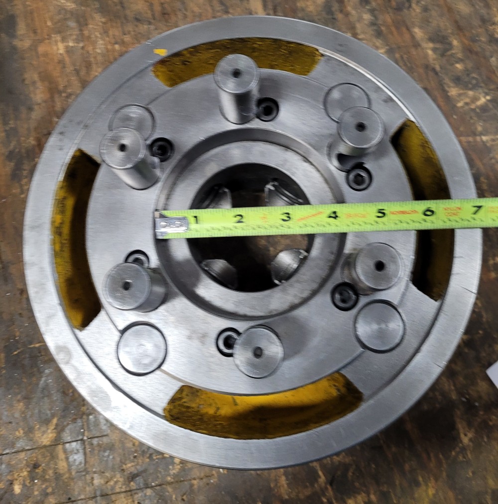 10" Bison, 4-jaw lathe chuck, D1-6 mount, 2-7/8" thru hole, w/ chuck key - Image 8