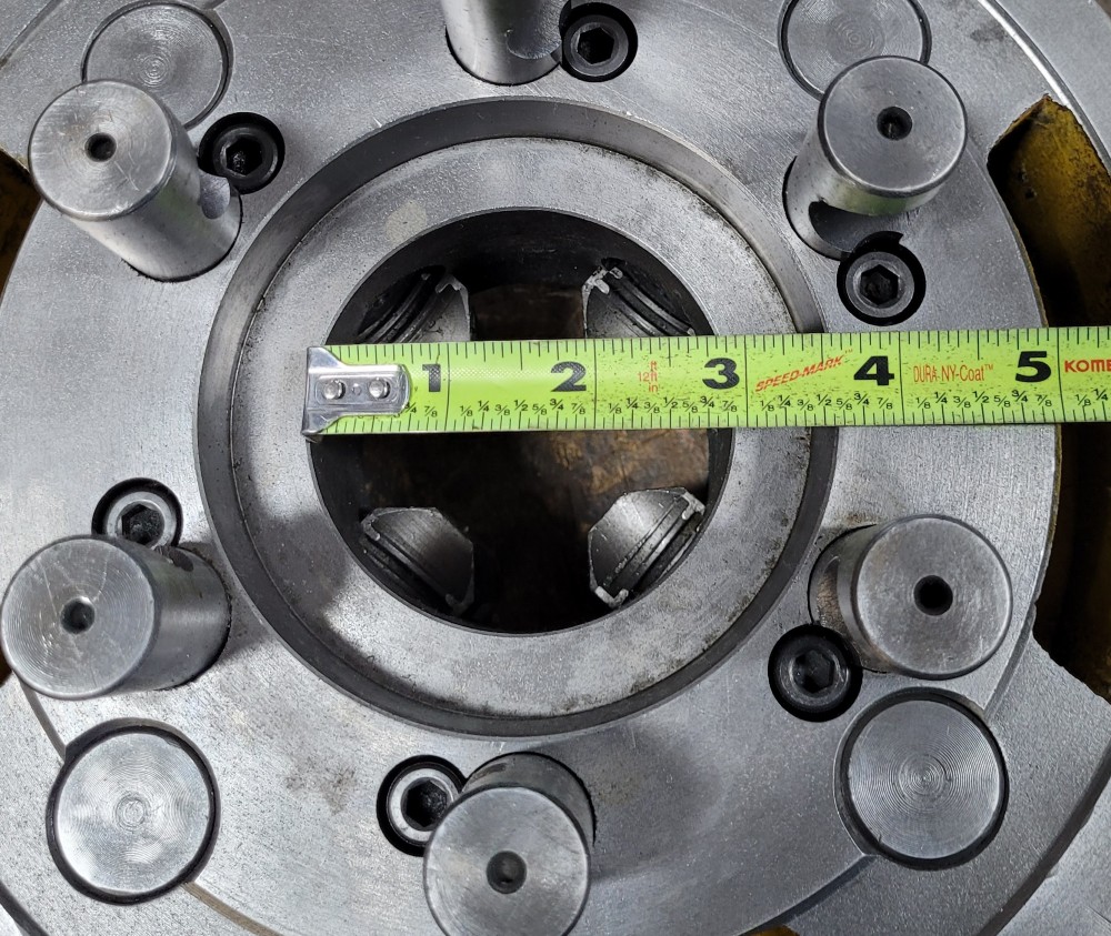 10" Bison, 4-jaw lathe chuck, D1-6 mount, 2-7/8" thru hole, w/ chuck key - Image 9
