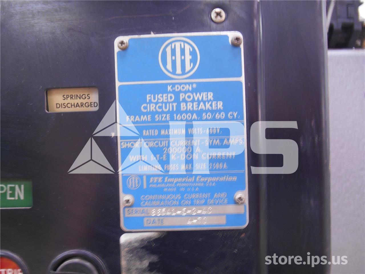 1600 Amps ITE Kdon-1600 Red Eo/do 48 Volts DC Control, 120 Volts AC Trip, Od-5 Li 800a, 800 Amps Fuse - Image 2