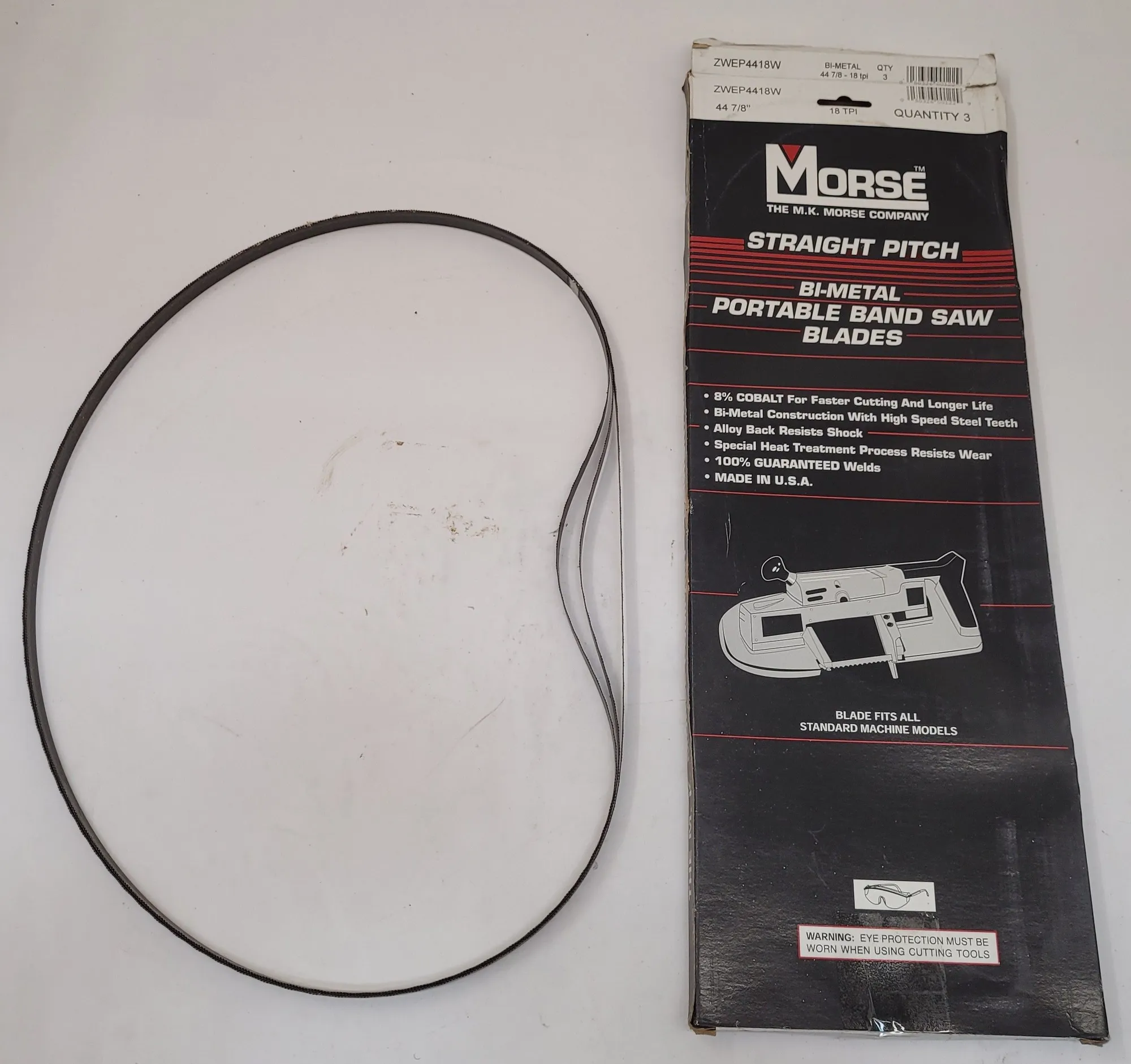 Morse #ZWEP4418W, Bi-Metal Portable Band Saw Blades, 44-7/8" x 1/2" x .020", 18 TPI, 3-Pack - Image 1