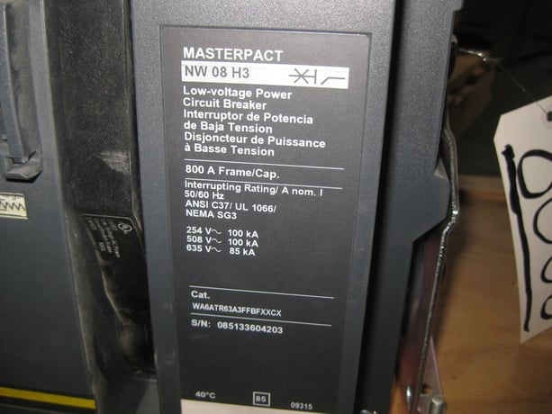 800 Amps, Square D, MasterPact NW 08 H3, electrically operated, WA6ATR63A3FFBFXXCX - Image 2