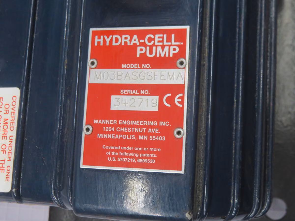 1 GPM Hydra-Cell #M03BASGSFEMA, Triplex Diaphragm Pump, 1000 PSI., 0.33 HP, 115/230 V. - Image 6